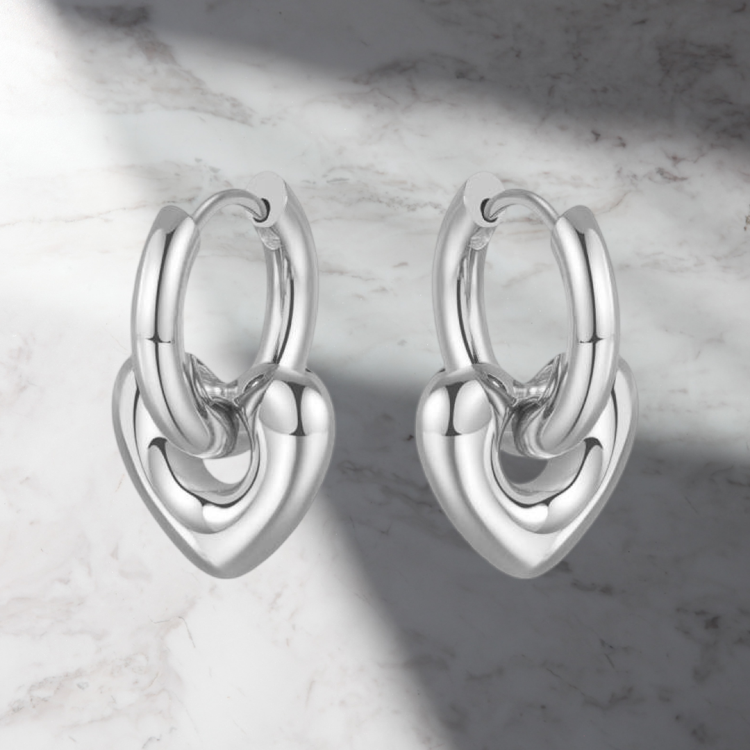 Adore heart huggies - Silver (small)